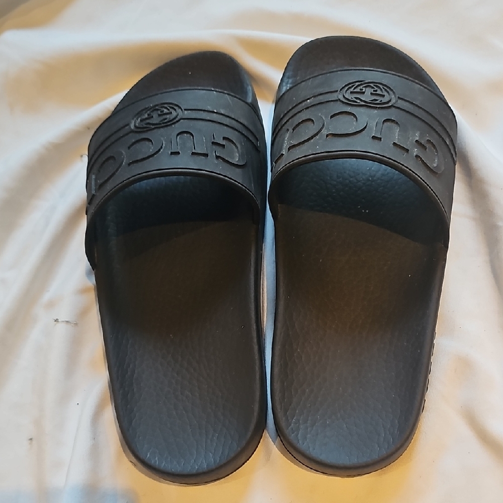 Gucci Dark Charcoal Slide Sandals